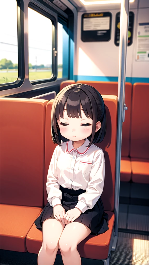 1People Girls、Sitting with eyes closed、train