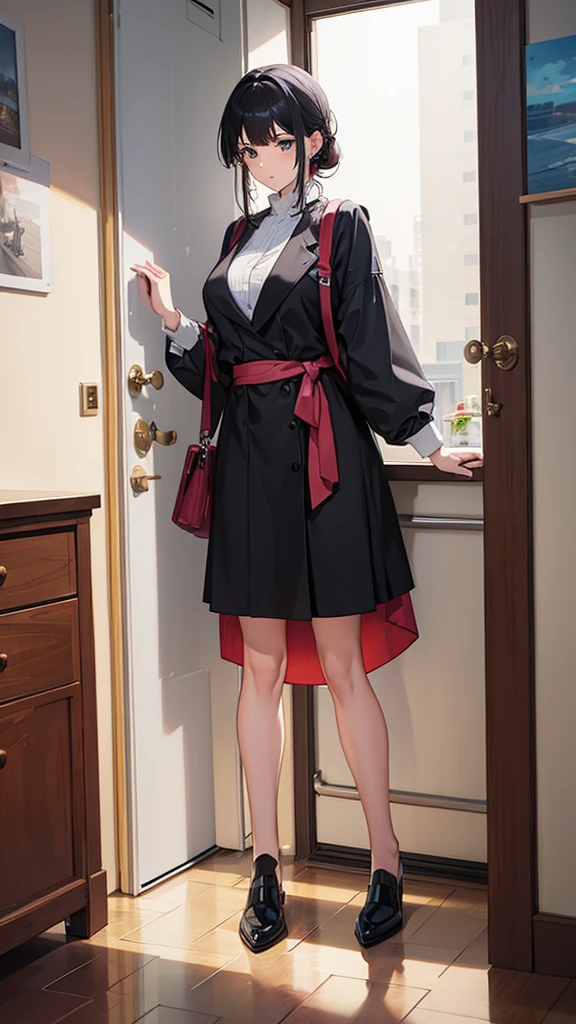 Women&#39;s Imperial Military Dress, with red uniform, a spear with a wind vane on the tip