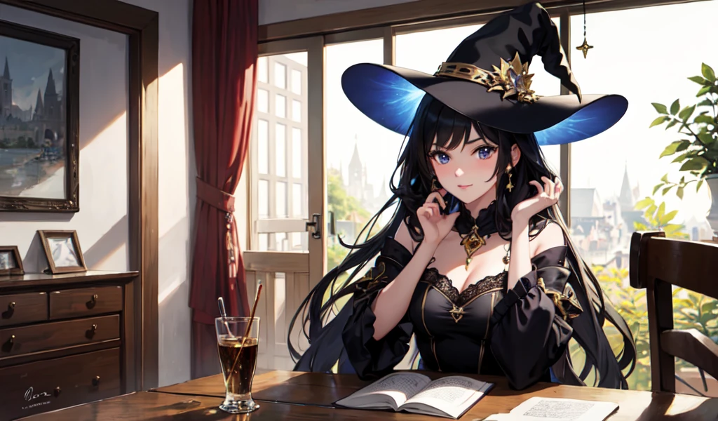 ((Highest quality)), ((masterpiece)), (detailed), One beautiful witch,　She&#39;s wearing a bikini top。Ocean