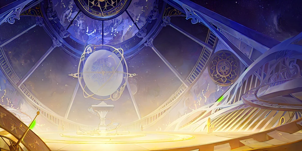 There is a clock on the ceiling of a building., Infinite Space Clock Background, Infinite Celestial Library, Alchemist's Library Background, background technologywork, Animation New Art Universe Display, Intricate sparkling atmosphere, background technology, Concept Art magical highlight, Kingdom of Light Background, Arena Background, anime background technology, astral background, Gorgeous border + Concept Art, Star Clocks