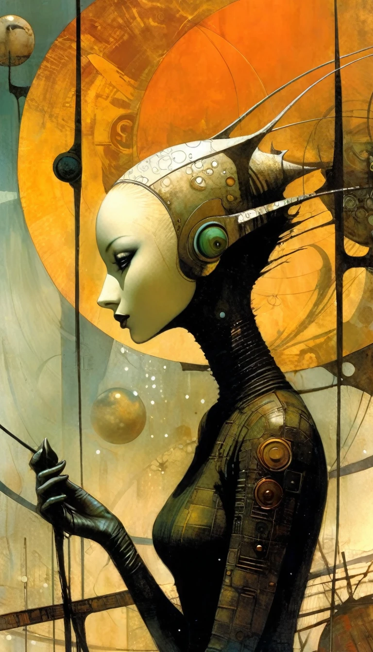 futuristic scene:1.5, Dave mckean art inspired