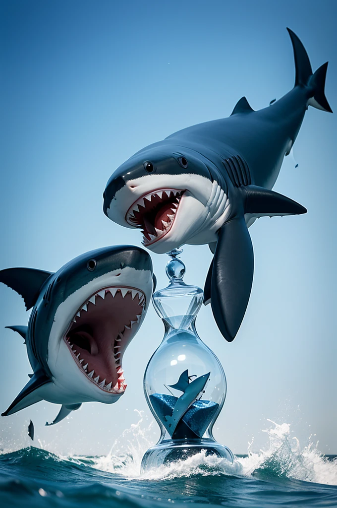 shark breaking an hourglass 