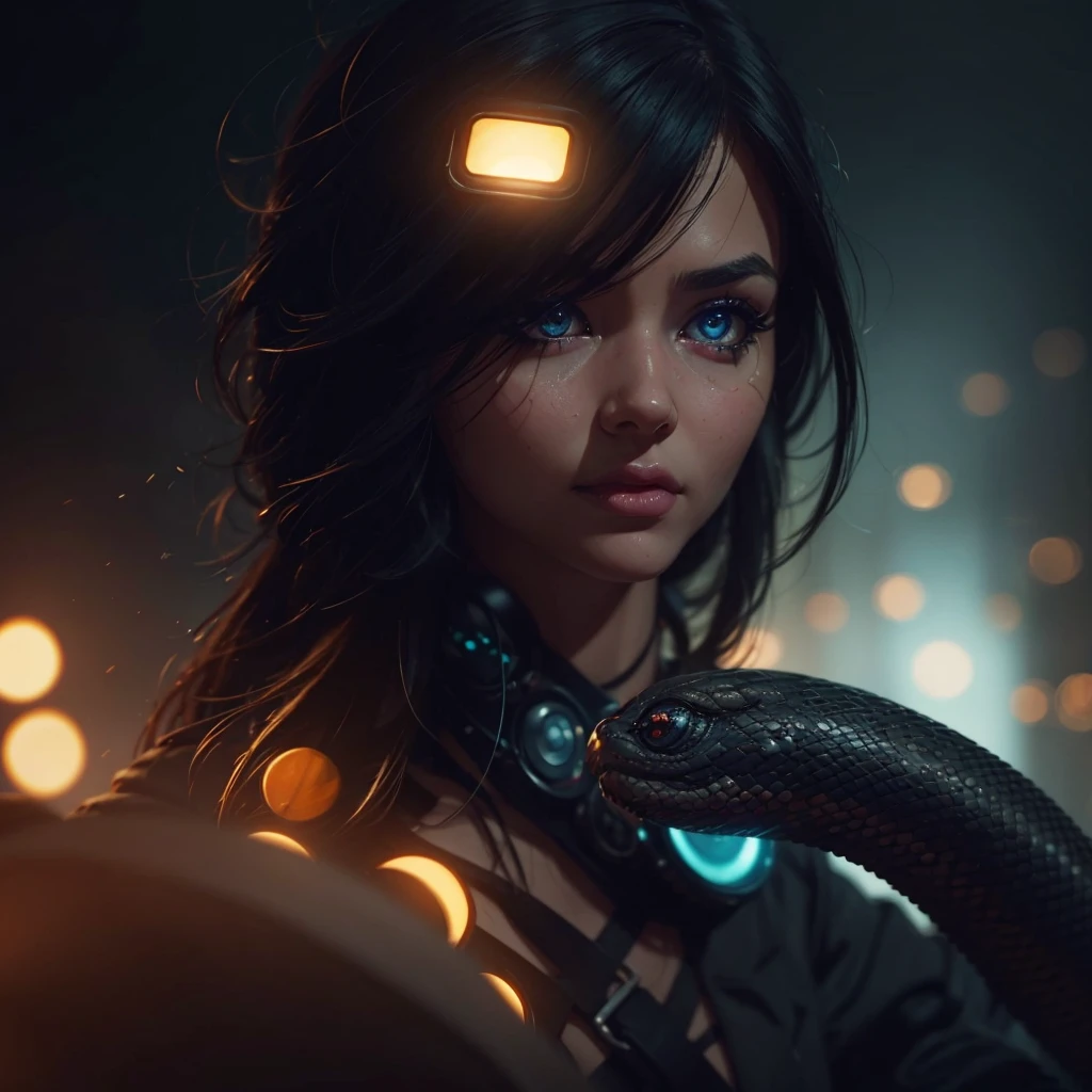 Girl with snake eyes, split eyes, (BOKEH), engaging perspective, captivating gaze, (deep, immersive) steam ambiance, (artistically) blurred foreground, mist, (secretive), best quality, anomaticaly correct, 4k, 8k