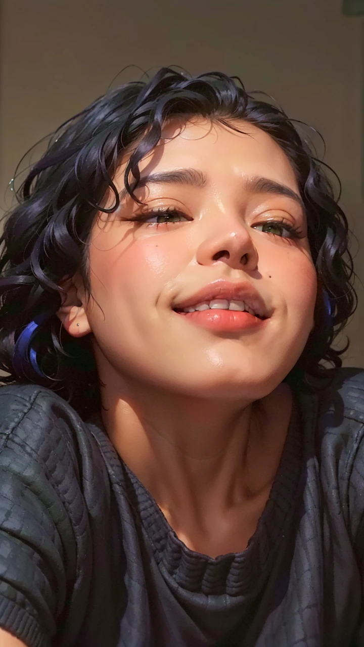 masterpiece, best quality,  a dark skinned black woman wearing a detailed green turtle neck sweater with a intricate black cruiser jacket with blue jeans at a street party at night, asymmetrical afro haircut, jacket off one shoulders, midriff, smile, teeth, insane ultra hires, extreme intricate details, tooth gap, round ass

HDR, natural lighting, volumetric shading, dynamic pose, Hyperrealistic,  realistic lighting, dramatic shadows, hard focus, high contrast, dramatic perspective

dramatic shadows, 