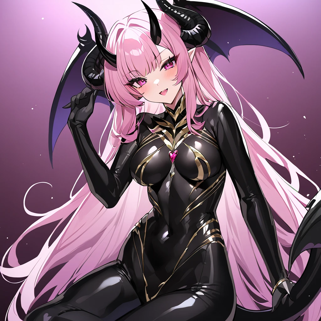 1 succubus, (suspended in the air:1.2), pink skin, tattoo over crotch, (tentacled:1.2), stockings, (demonic horns:1.2), dungeon, (tentacles wrapped:1.2), masterpiece, best quality, camel finger, erotic, facing the viewer