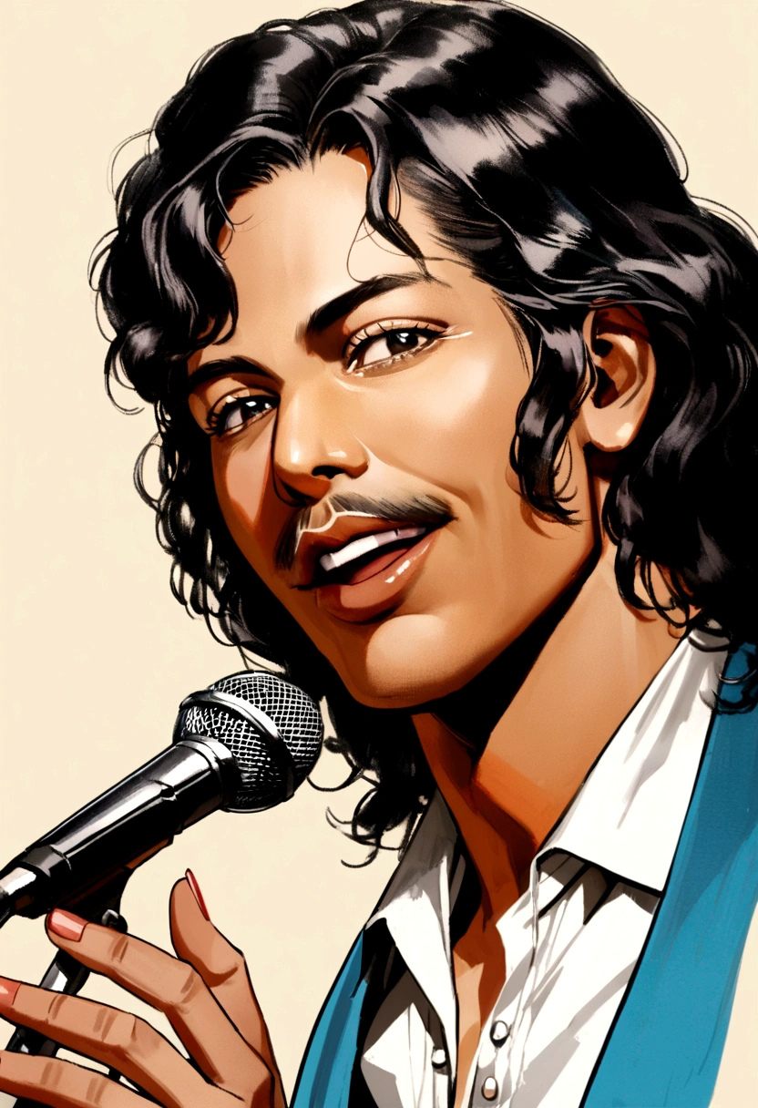 create a realistic man, 70s jazz singer with period aspects, blues singer, soul singer
