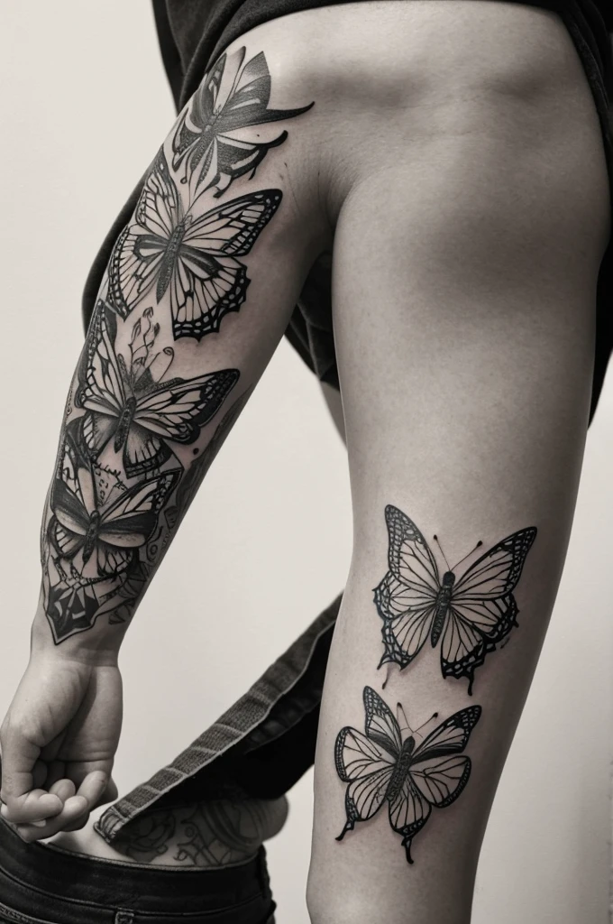 Tattoos to share with 3 friends that are related to insects and are not in color, that has a lot of detail