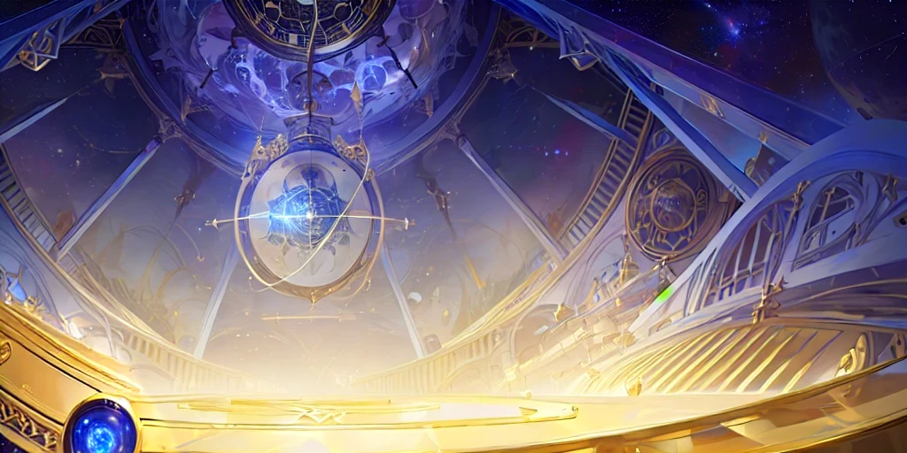 There is a clock on the ceiling of a building., Infinite Space Clock Background, Infinite Celestial Library, Alchemist&#39;s Library Background, background technologywork, Animation New Art Universe Display, Intricate sparkling atmosphere, background technology, Concept Art magical highlight, Kingdom of Light Background, Arena Background, anime background technology, astral background, Gorgeous border + Concept Art, Star Clocks