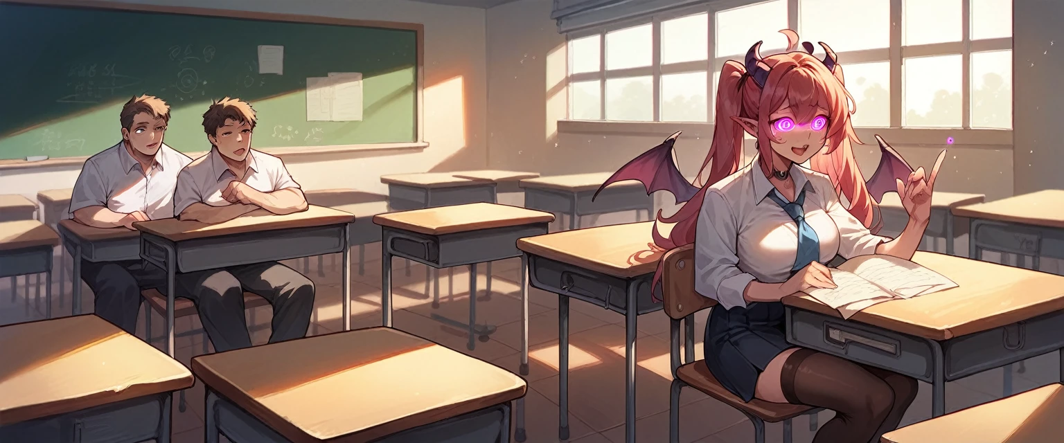 Classmates, in classroom, mind control by succubus