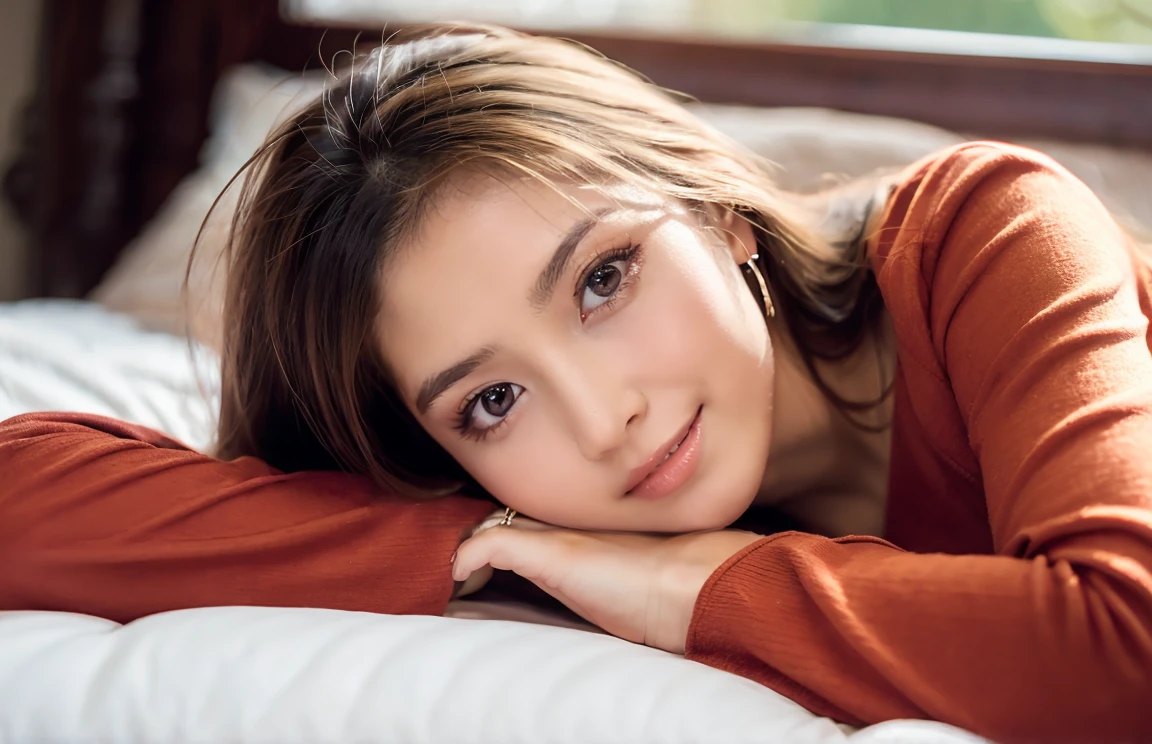 No sleeve,, Japan blonde gal, 8K, Legal Photography, Highest quality, masterpiece, Realistic, Photorealistic ultra-detailed, whole body, cute, The best smile, Beautiful Eyes, Long Hair, Perfect Face,Lying down