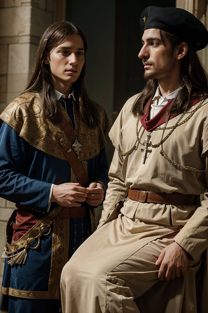 Super realistic image of the Catholic kings of Spain at the time of the colony and conquest of America 1492