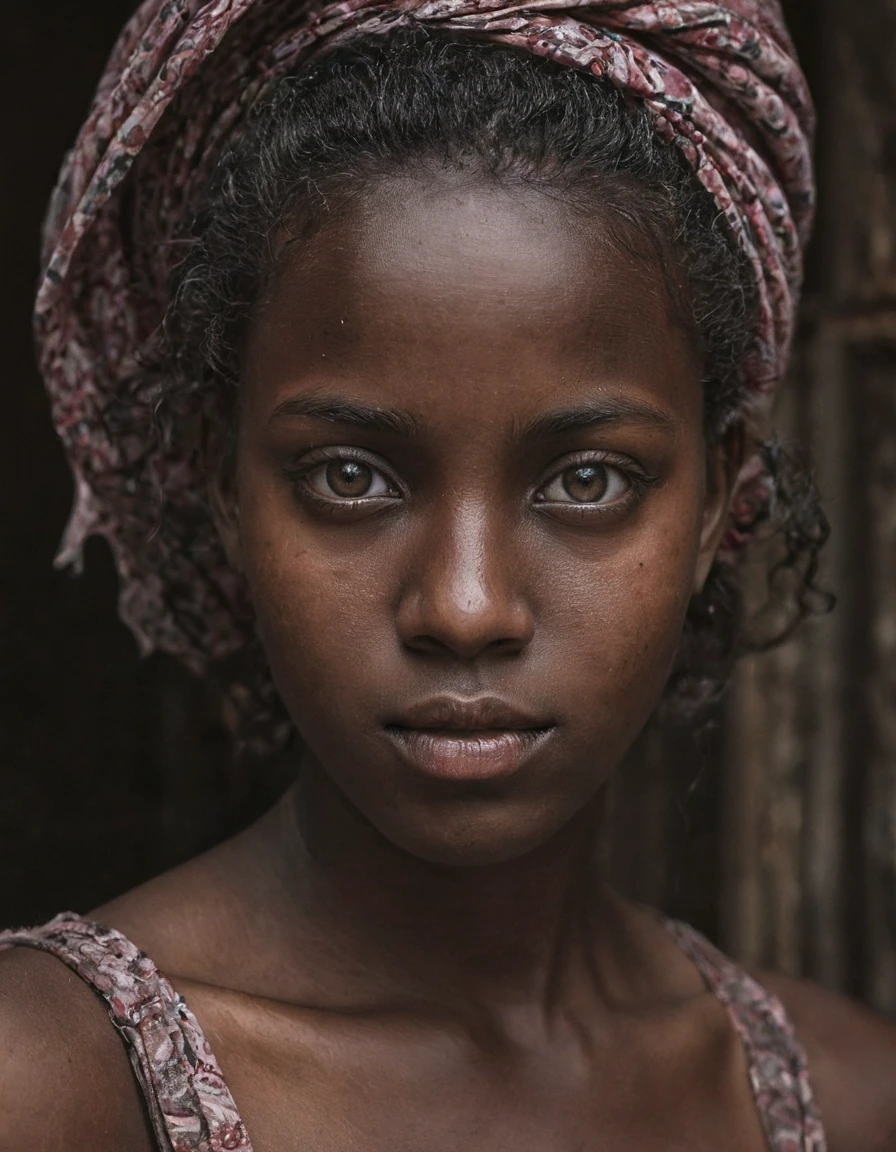 1girl, dark skinned, photography, highly detailed, portrait, detailed eyes, detailed face, upper body, shoulders, chest