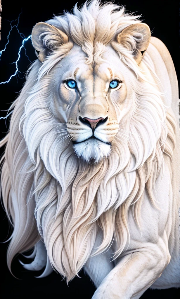 Lion, Divine Lion, naturals, thunder, Realistic Lion, rey, realistic detailed, Sunset light, sky, Sol noturno, realistic detailed 16K, Eletricidade Detalhada 8K, darkness background, Texturas realistas de 8K, Cores photorrealistic 8K, fire azul, realistic detailed Fire Bolt, sky Light Detailed, Power of thunder, Divine realistic, gold color, Divine gold, golden light, naturey, linda, Rendering, photorrealistic, UltraHigh definition, 4K, detailed textures, thunder, detailed shadows, detailed colors, neon blue, blue light, lightnings, blue power, naturey linda, Great Divine, peaceful face, naturalss, lightning, Electric Power Screw, detailed contrast, realistic contrast, high resolution, detailed colors, fire, villany, divine creature, 8K FullHD, realistic detailed, 16K, 8K, High definition, detailed contrast, realistic contrast, high resolution, detailed colors, fire, villany, divine creature, 8K Realistic Lion Face, realistic detailed, posh, elegance