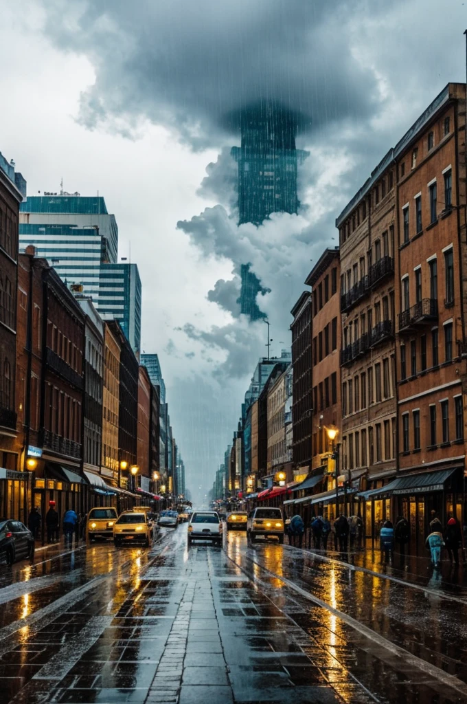 A city that is raining