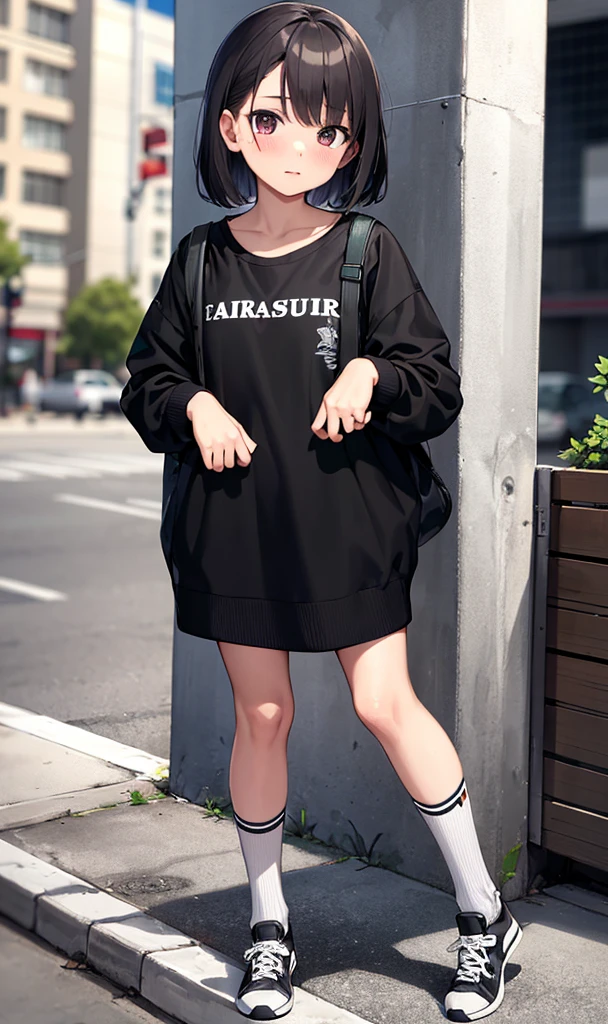 1girl,standing,full body,casual clothes,socks,shoes