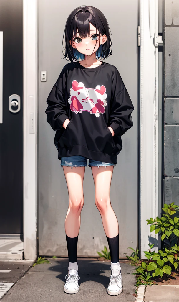 1girl,standing,full body,casual clothes,socks,shoes
