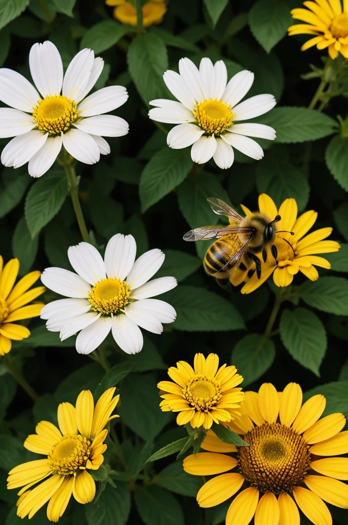 Three beautiful bee on different beautiful flowers 