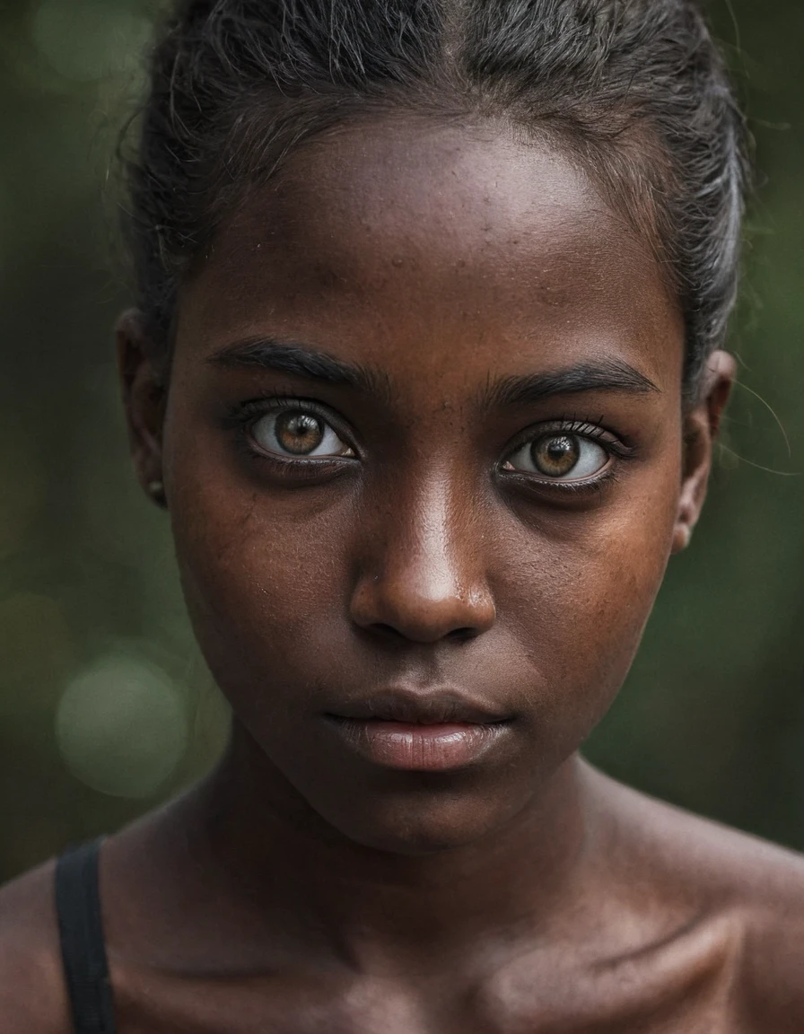 1girl, dark skinned, photography, highly detailed, portrait, detailed eyes, detailed face, upper body, shoulders, chest