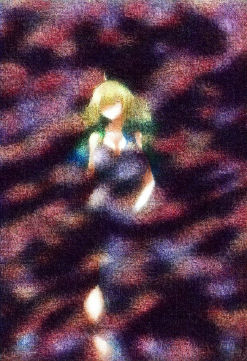 anime art style, 2d, masterpiece, best quality, very aesthetic, absurdres, dynamic shadows, atmosferic, lucoa_md, (1girl), (blonde hair), long hair, (gradient hair), green hair, blue hair, ((closed eyes)), ahoge, hair between eyes, bangs, big breasts, cleavage, curvy body, collarbone, makeup, sexy, ((horns)), ((hat)), ((pink baseball cap)), white bikini, micro bikini, o-ring bikini, bare feet, sexy smile, (cowboy shot), squatting, big ass, beach, clouds, sky, looking at viewer
