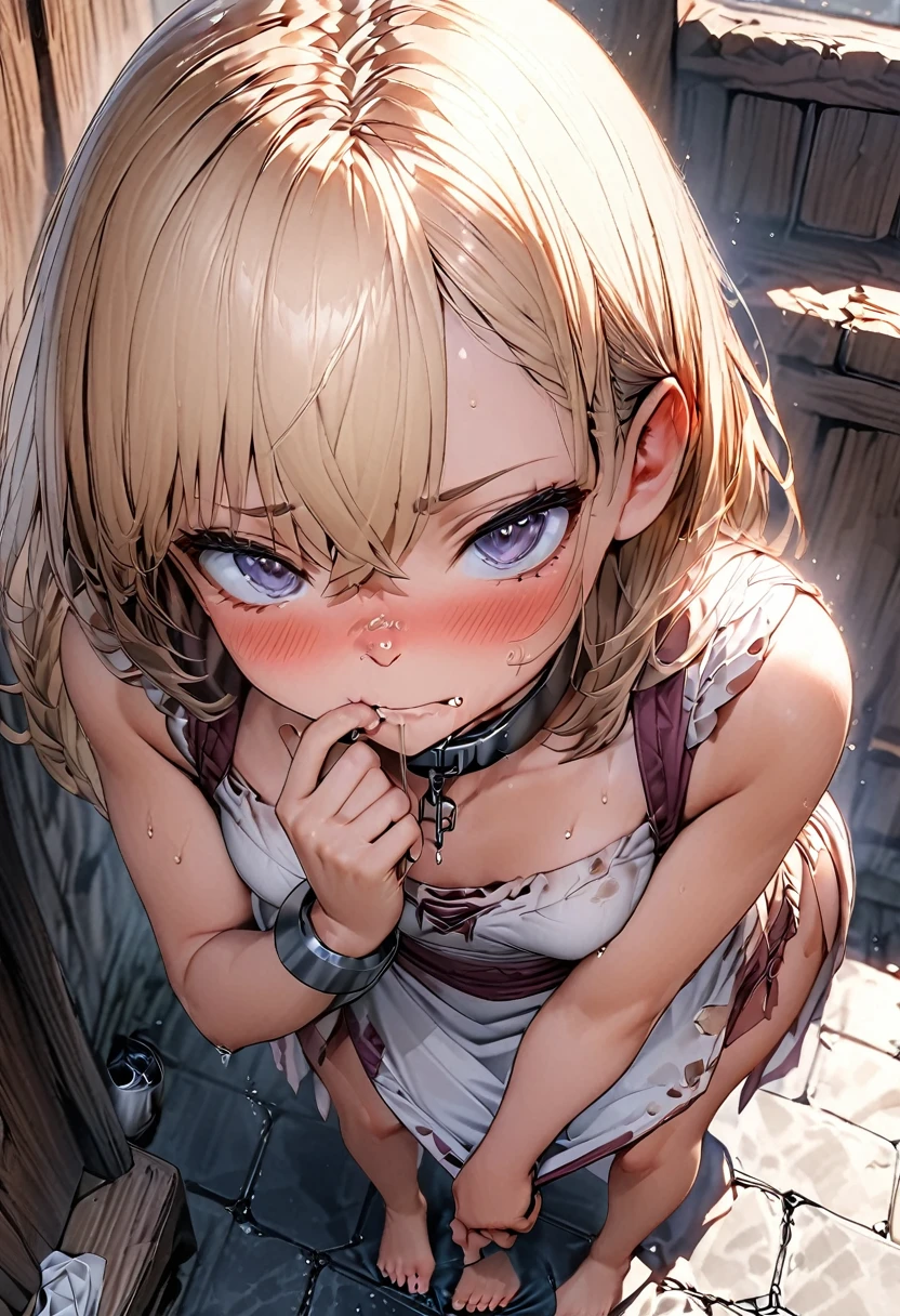 Anime. 1Girl. Cutie. Slave. Dirty tunic. Torn tunic. Slave collar. Shackles. Barefoot. Cold. Runny nose. Nasal mucus. Snot flows from the nose. Sneeze. Sneezing. Strong, desperate desire to sneeze. She sneezed. Snot flowed from the nose when sneezing. Handkerchief. Cover your nose with your hand. Blows his nose. Urinary incontinence. Urination. Urine. Strong urge to pee. She pees on the floor. She peed herself. Diarrhea. Defecation. Poop. Strong desire to poop. She pooped in her panties. She shit herself. Standing. Slave market. Sneezing fetish. Omorashi. Scat. Full height. Whole body. A high resolution. Ultra resolution.