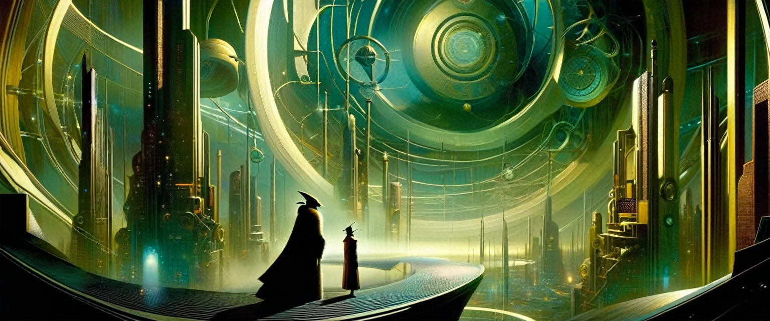 clockworld futuristic scene:1.5, Dave mckean art inspired
