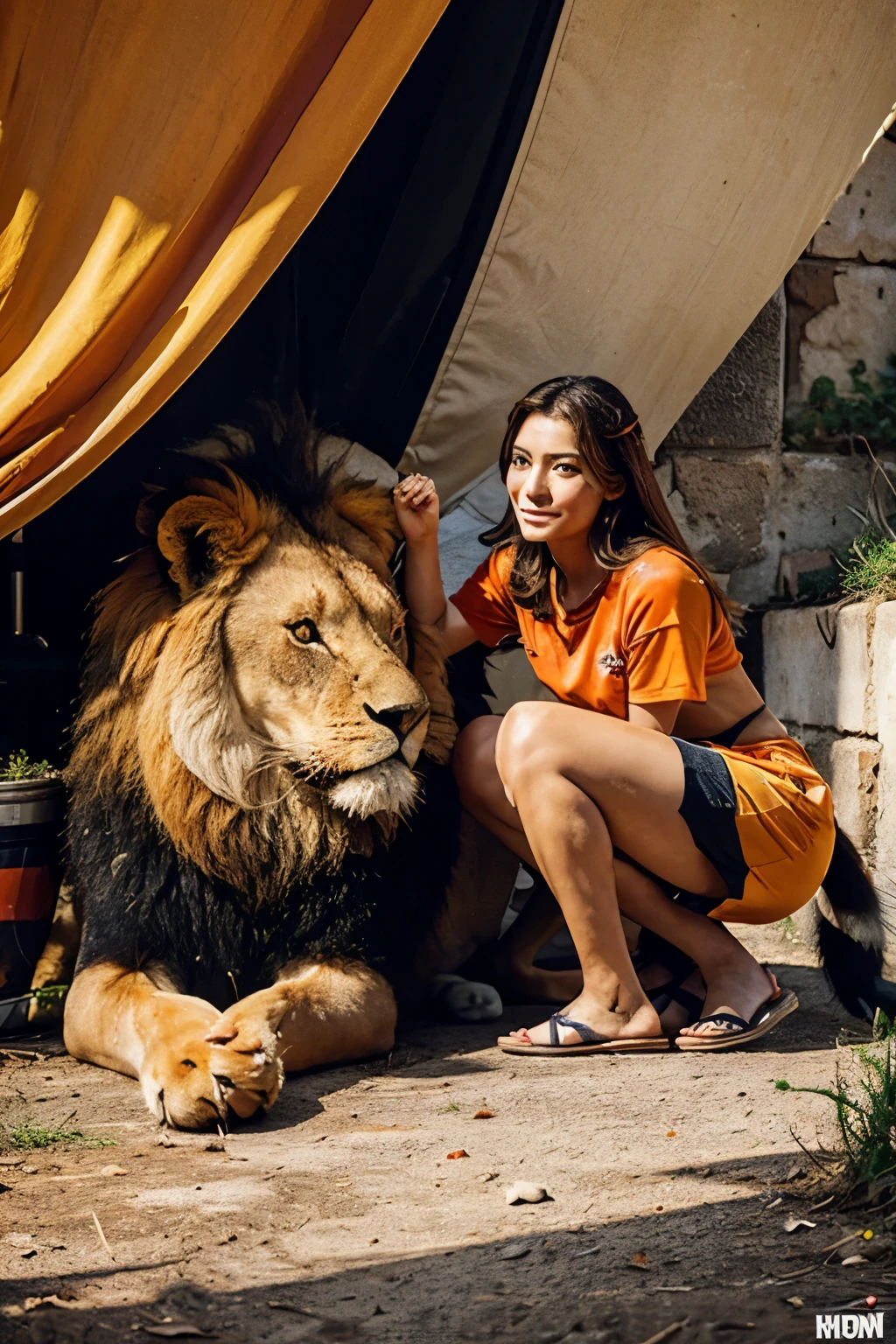 Lion with Netherlands color bites wolf with Türkiye color