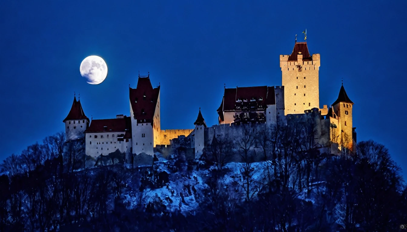 Bran Castle under moonlight