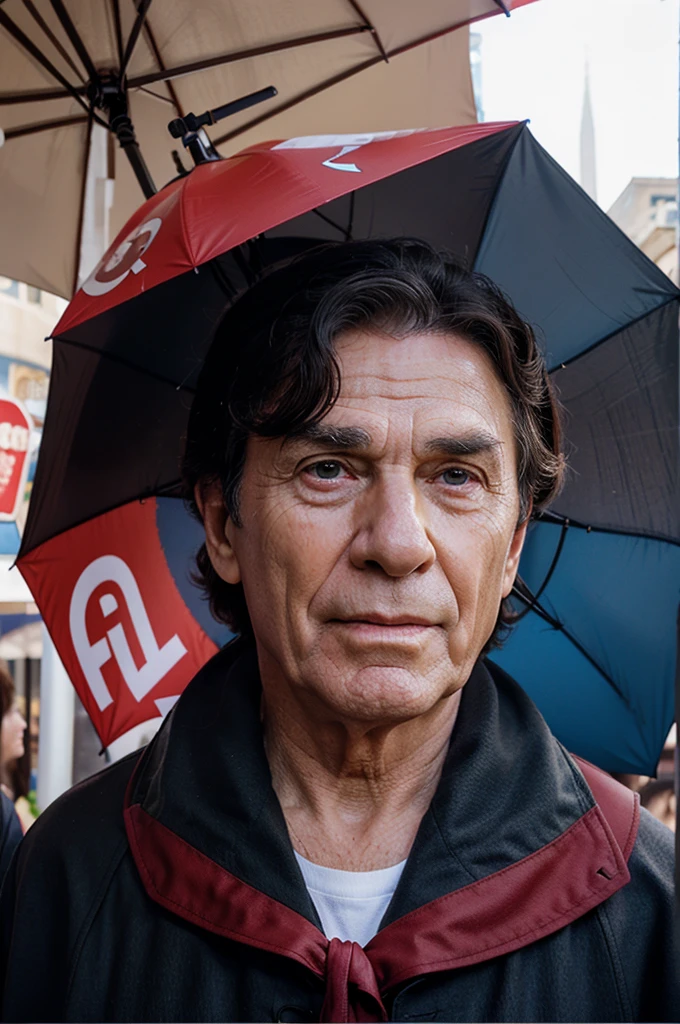 umbrella with ronald reagans' face on it