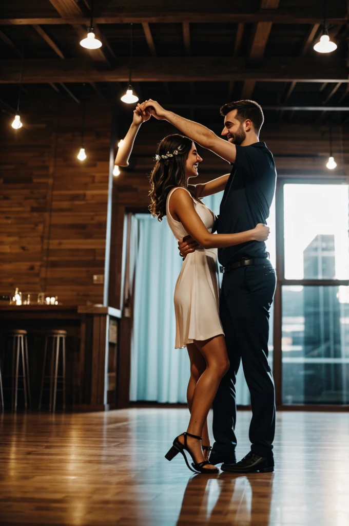A couple dancing hand in hand together