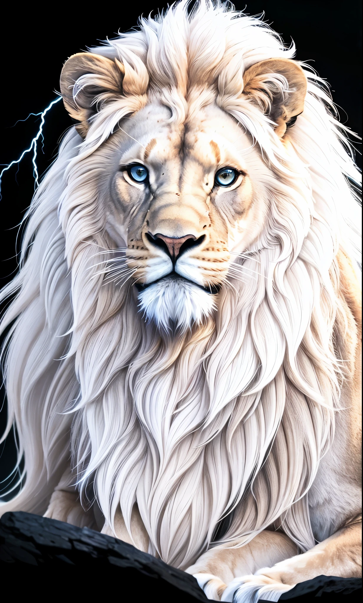 Lion, Divine Lion, naturals, thunder, Realistic Lion, rey, realistic detailed, Sunset light, sky, Sol noturno, realistic detailed 16K, Eletricidade Detalhada 8K, darkness background, Texturas realistas de 8K, Cores photorrealistic 8K, fire azul, realistic detailed Fire Bolt, sky Light Detailed, Power of thunder, Divine realistic, gold color, Divine gold, golden light, naturey, linda, Rendering, photorrealistic, UltraHigh definition, 4K, detailed textures, thunder, detailed shadows, detailed colors, neon blue, blue light, lightnings, blue power, naturey linda, Great Divine, peaceful face, naturalss, lightning, Electric Power Screw, detailed contrast, realistic contrast, high resolution, detailed colors, fire, villany, divine creature, 8K FullHD, realistic detailed, 16K, 8K, High definition, detailed contrast, realistic contrast, high resolution, detailed colors, fire, villany, divine creature, 8K Realistic Lion Face, realistic detailed, posh, elegance