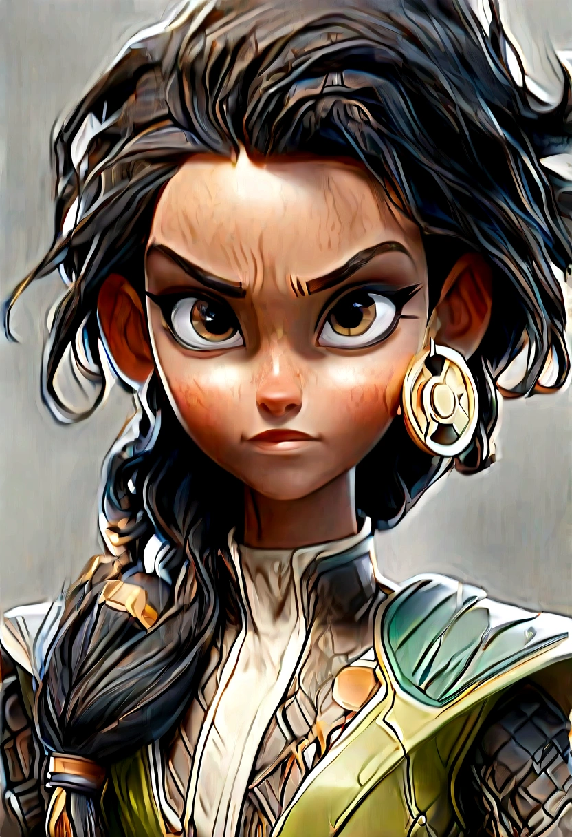 Zeta the brilliant and resourceful young inventor has a unique striking appearance. Here is a description of how she looks like.
Age: 17-18 years old
Height: 5’8’’ (173 cm)
Hair: short, spiky, and jet-black, often styled with a loose strands framing her face.
Eyes: bright, inquisitive, and piercing green, with a sharp intensity that misses nothing,
Skin: smooth, creamy, and slightly tanned, with a warm golden glow,
Build: slim, athletic, and toned, with a wiry physique that bellies her incredible strength and agility,
Style: zeta’s fashion sense is eclectic and practical, often blending functional lab wear with trendy streetwear. She favors bold colors, graphic tees, and durable pants that can keep up with her active lifestyle.
Accessories: a silver necklace with a tiny gear pendent, a black leather jacket with metallic accents, and a pair of high tech goggles perched on her forehead, ready to be deployed at moment notice.
Facial expression: she has a thoughtful, introspective look.