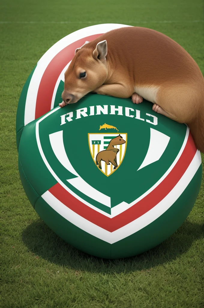 FOOTBALL TEAM SHIELD CIRCULAR SHAPE WITH A CAPIVARA IN THE MIDDLE OF THE SHIELD WRITTEN ATLETICO IPIRANGA