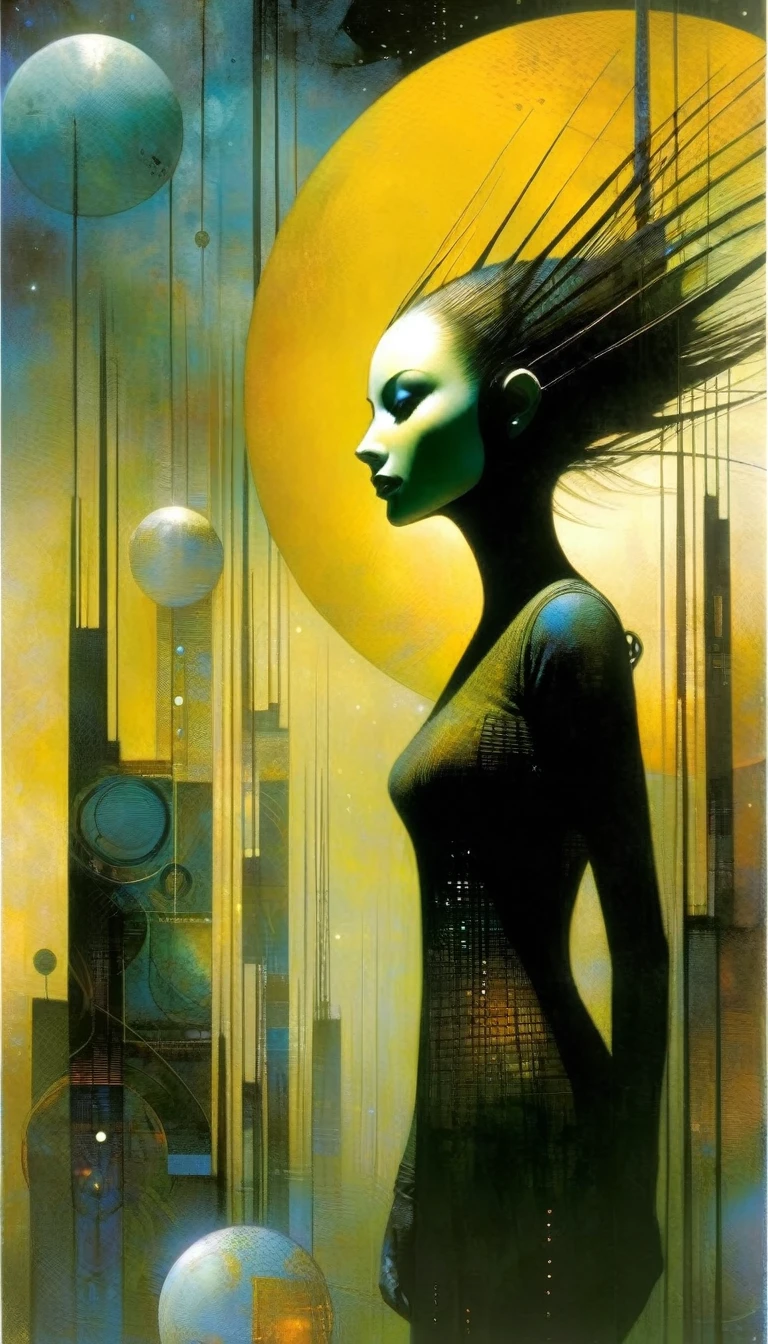 futuristic scene:1.5, Dave mckean art inspired
