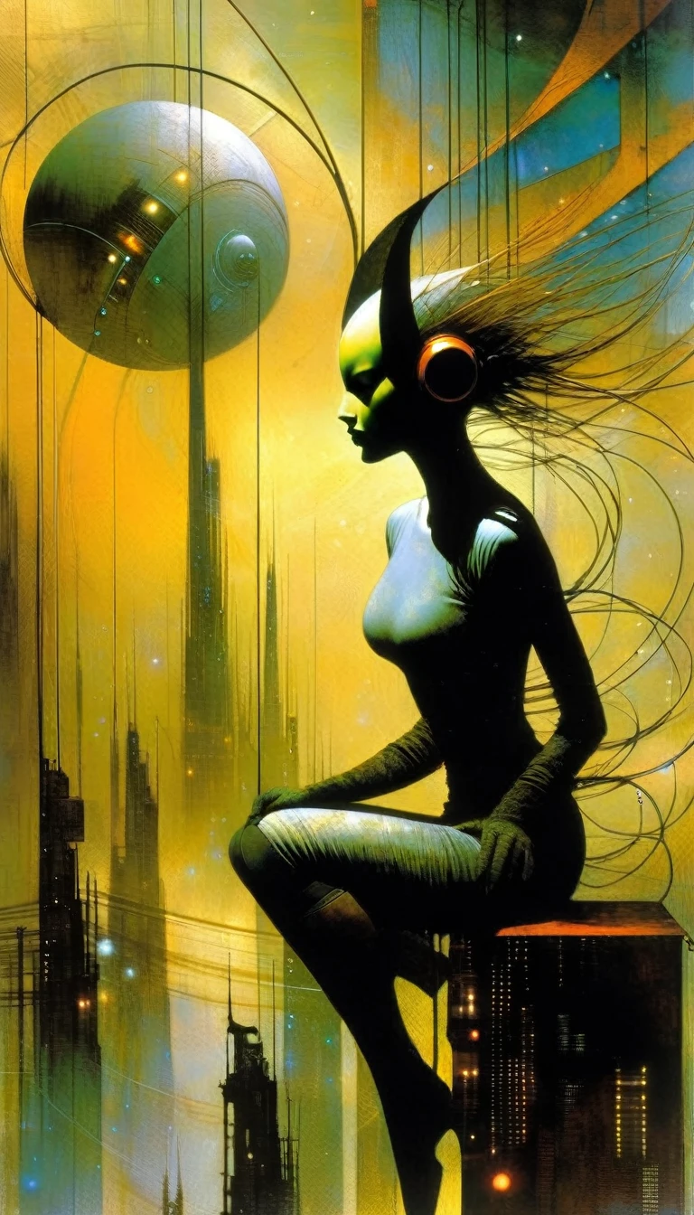 futuristic scene:1.5, Dave mckean art inspired