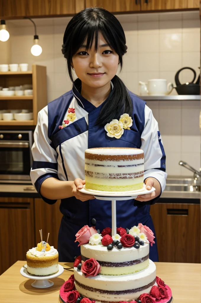 Shinobu Kocho with a cake 