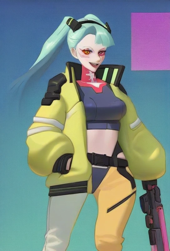 a kelly woman ( Free Fire), black fur,with yellow jacket free rire,Fitted white crop top,yellow pants,white tennis shoes, holding a gun, , Free Fire character, cyberpunk style 2 0 2 4, cyberpunk costumes, cyberpunk 2 0 years. o model girl, female main character, Cyberpunk 2 0 7 7 Character Art, cyberpunk style suit, kelly welles ciberpunk, Cyberpunk flame suit, cyberpunk femme fatale, cyberpunk costume,( Free Fire).