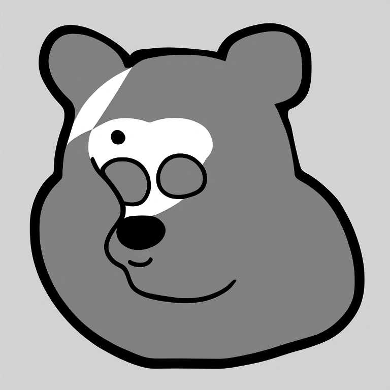 detailed black and white bear logo, minimalist simple bear illustration, clean geometric bear design, flat geometric bear icon, abstract bear character, bear mascot logo, bear emblem, bear brand identity