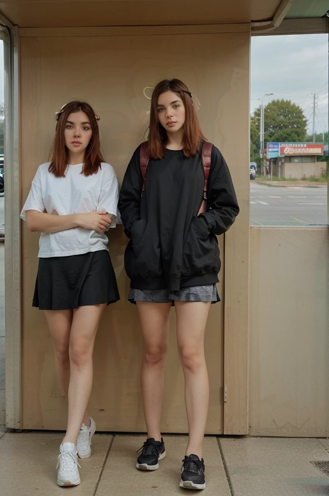 hands in pockets, bus stop, Way to school
