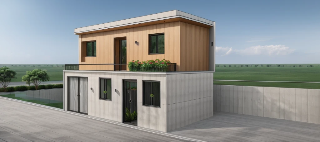 Modern street DESIGN, 1 iron sliding door, 2 double-panel aluminum glass doors, 4 aluminum glass windows, box steel railing