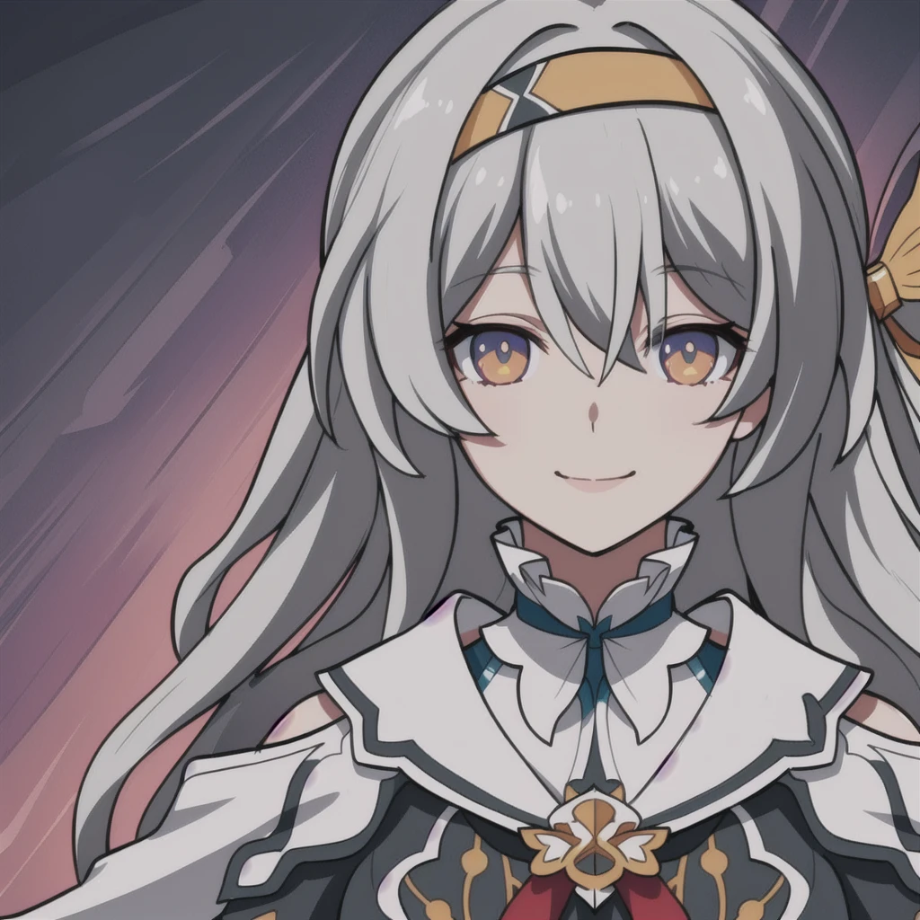 anime girl, happy expression, light grey hair, firefly, star rail, honkai star rail, dark brown clothes, 1girl, masterpiece, (beautiful and aesthetic:1. 5), smile, thick black lineart, clean lineart, perfect lineart, variable lineart, thick lineart, clean anime outlines, intense line art, bold lineart, sharp lineart, heavy lineart, line art, best quality, high quality, high details, super detail, best quality, ultra-detailed, colourful, saturated colours, dynamic lighting, HD,