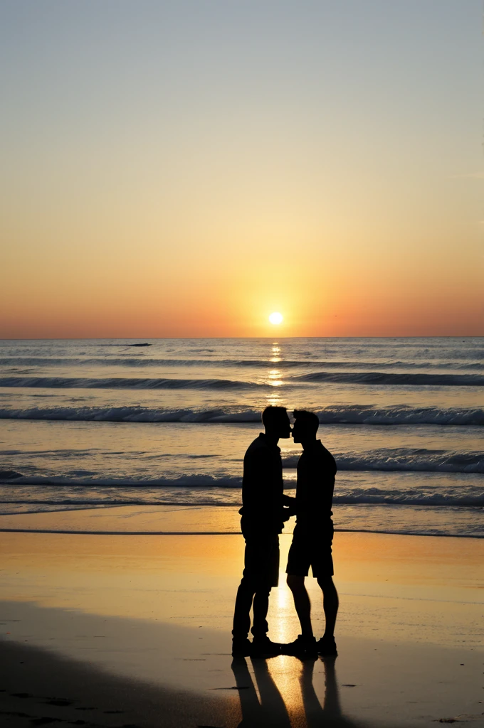 Gay couple one is distant with the other silhouette 