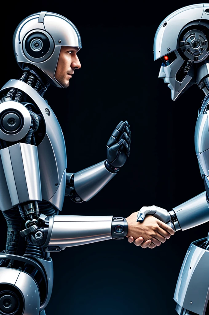 handshake between a man and a robot