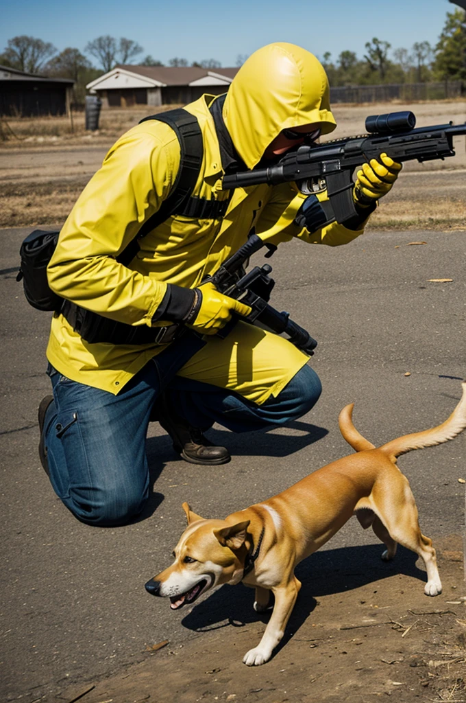 Spawns a robber yellow dog with a gun