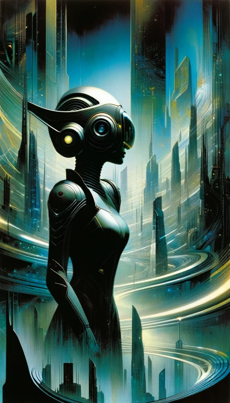 futuristic scene:1.5, Dave mckean art inspired
