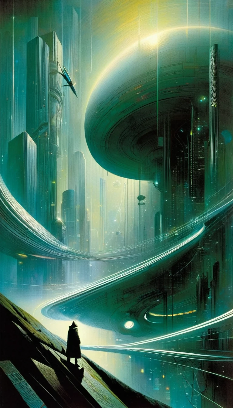 futuristic scene:1.5, Dave mckean art inspired
