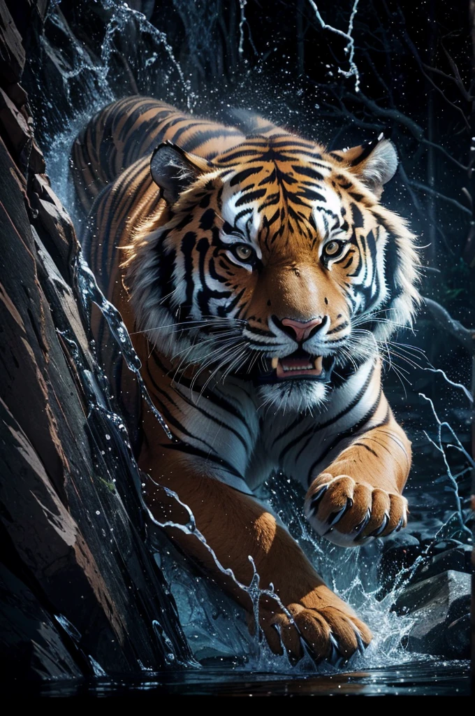 tigre, male tiger, natural, Mighty Tiger, FullHD Photorealistic Tiger, Detailed Realistic Tiger, Tiger Power, Animal, ferocious, photorealism 8k, FullHD 8K Photorealistic Cores, 4K Photorealistic Textures, 4K Photorealism, 8K Photorealism, 4K Photorealistic Texture, 4K Photorealistic Contrast, Photorealistic Depth, ultrahd, Thunders, Photorealistic Shadows, perfect, Detailed Realistic, waters, Divine, Sky, naturey, linda, Rendering, photorrealistic, ultra HD, 4K, detailed textures, thunder, detailed shadows, detailed colors, sunset, Sunset, SUNSET, naturey linda, black backdrop, sunset, detailed contrast, realistic contrast, high resolution, detailed colors, fire, villany, chic