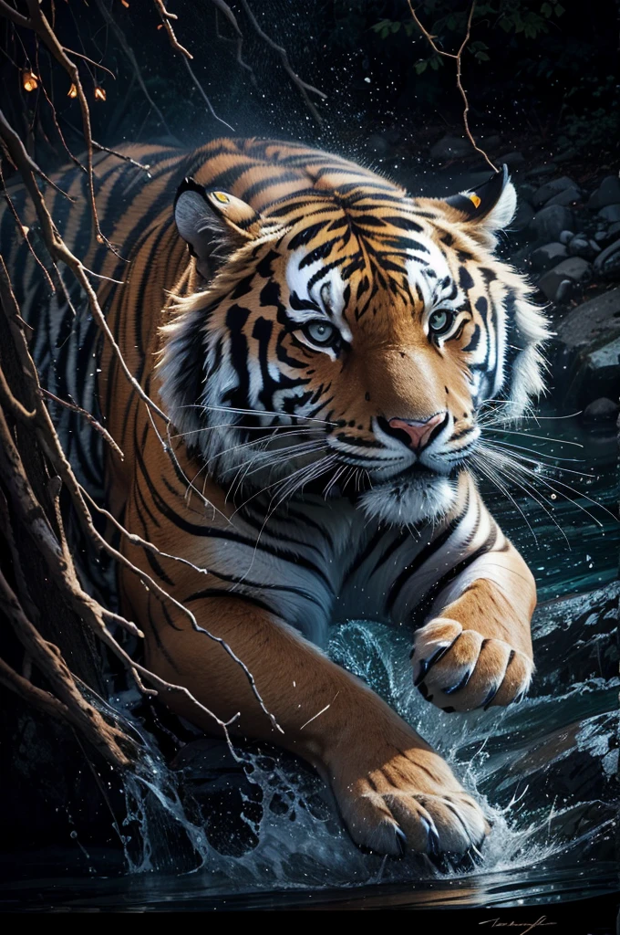 tigre, male tiger, natural, Mighty Tiger, FullHD Photorealistic Tiger, Detailed Realistic Tiger, Tiger Power, Animal, ferocious, photorealism 8k, FullHD 8K Photorealistic Cores, 4K Photorealistic Textures, 4K Photorealism, 8K Photorealism, 4K Photorealistic Texture, 4K Photorealistic Contrast, Photorealistic Depth, ultrahd, Thunders, Photorealistic Shadows, perfect, Detailed Realistic, waters, Divine, Sky, naturey, linda, Rendering, photorrealistic, ultra HD, 4K, detailed textures, thunder, detailed shadows, detailed colors, sunset, Sunset, SUNSET, naturey linda, black backdrop, sunset, detailed contrast, realistic contrast, high resolution, detailed colors, fire, villany, chic