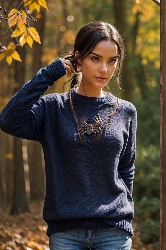 a spider weaves a sweater from its web