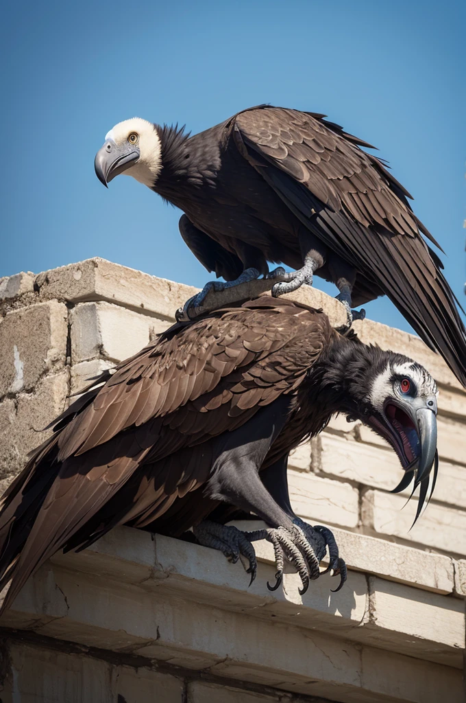 Image of a vulture dominating a tiger