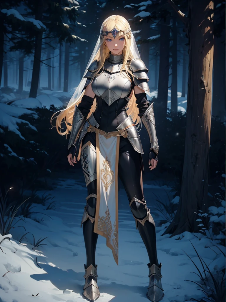 ((1girl, solo)), beautiful body, (perfect anatomy, perfect body, perfect hands, perfect legs), (five fingers:1.5), natural proportions, sexy body, large breasts, cowboy shot BREAK
((extremely detailed face)), (beautiful detailed eyes:1.6), (realistic pupils, realistic iris:1), expressive eyes, looking at viewer, (clear eyes:1.3), (hyperrealistic:1.2), (detailed skin texture:1.2), smooth skin, (blonde hair:1.5), blue eyes, long hair, (detailed lips:1.2), (attractive lips:1.1), (glossy lips:1.1), (grin), perfect face, perfect eyes BREAK
female knight, (veil:1.5), long sleeves, (armor:1.5), (breastplate:1.5), (shoulder armor:1.2), (arm guard:1.3), armor gloves, (black pants:1.5), skin tight, (((pelvic curtain))), armored boots, belt BREAK
(outdoors:1.5), (day:1.3), (winter:1.3), trees, (shade of trees:1.2), (snow), mountain range, medieval BREAK
(masterpiece:1.5), anime-style, top quality, best quality, (beautiful and aesthetic:1.2), (ultra detail:1.5), Ultra-detailed depiction, Ultra-precise depiction, extremely detailed 8k illustration, high resolution, (highly detailed shading:1.2), (realistic lighting:1.4), perfect lighting, vibrant colors, dynamic tones, striking hues, 8k, absurd resolution, perfect shadows, hdr, UHD, ambient lighting, realistic, ultra-realistic, photo realistic, highly detailed, rich detail, luminous colors, fine texture, intricate design, professional illustration, (soft light:1.2), (illustration:0.7)